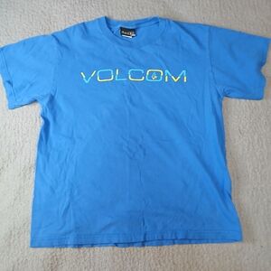 Volcom Boys T-Shirt Size L Blue Crew Neck